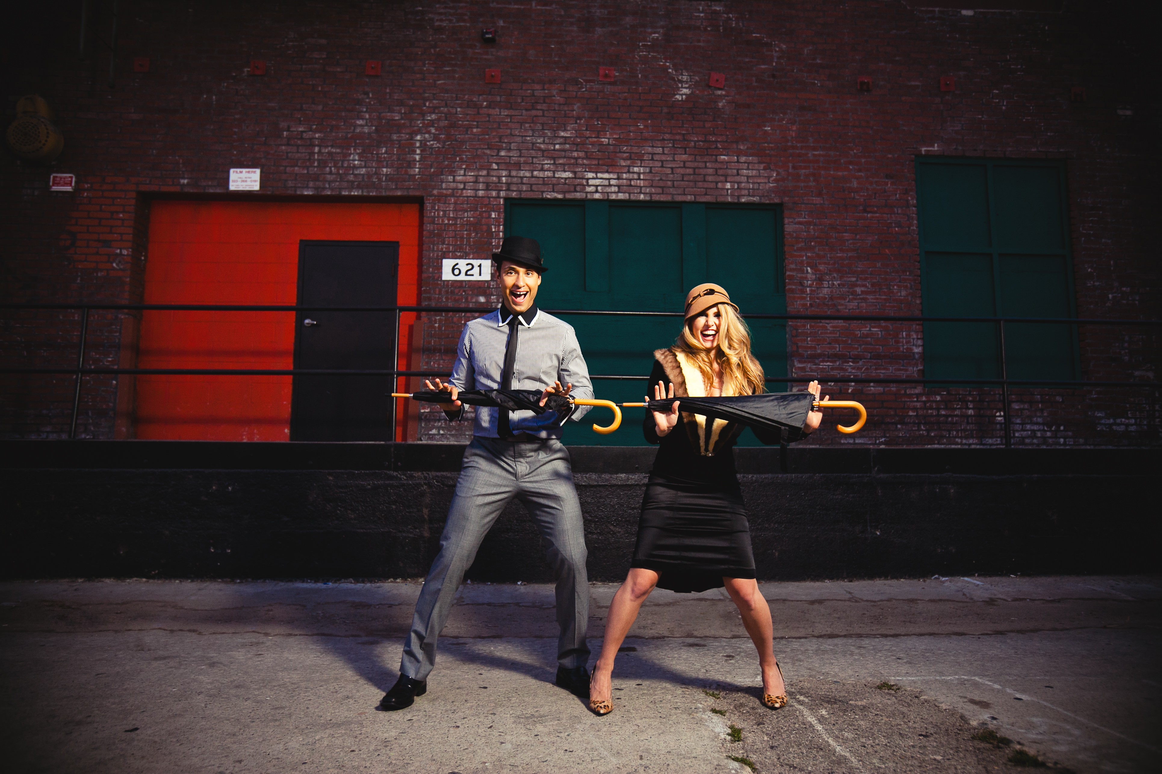 Singing in the rain inspired engagement shoot