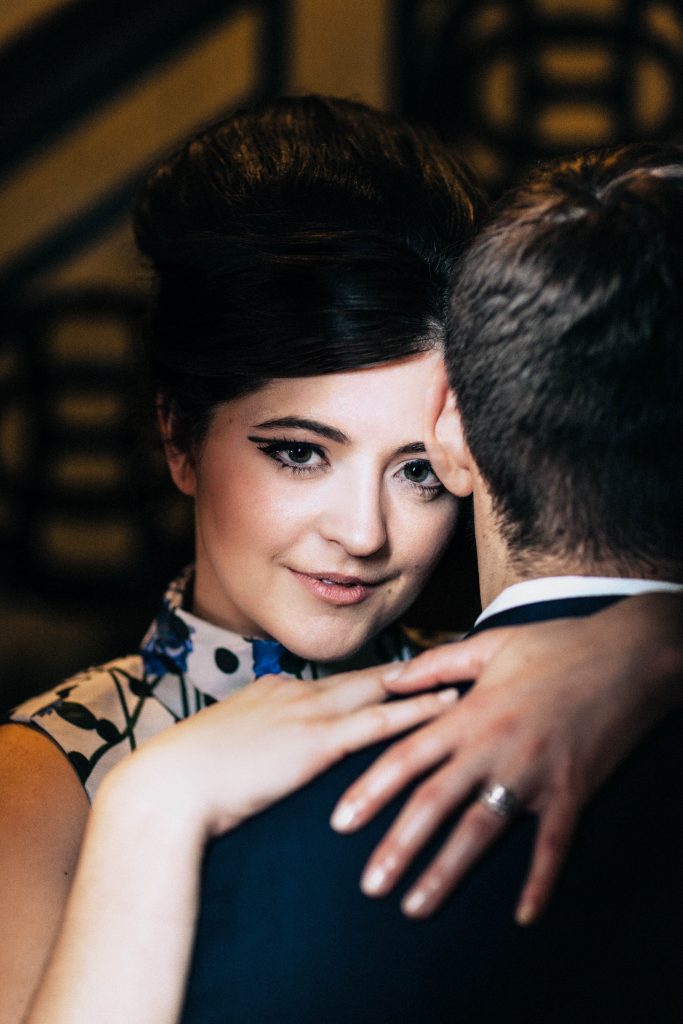 Mad Men inspired engagement shoot beauty shot of bride