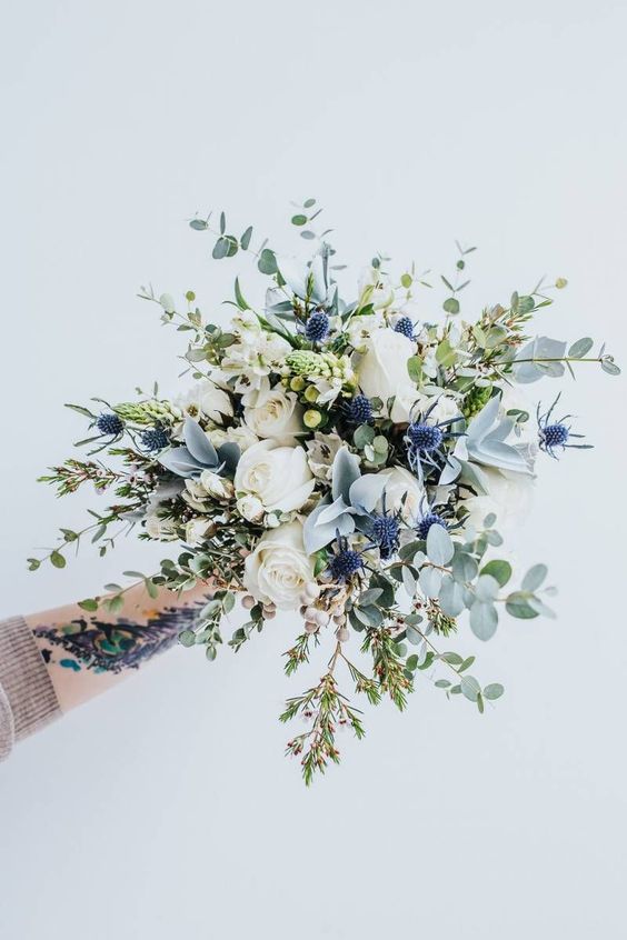 Blue and White color scheme Bridal Bouquet