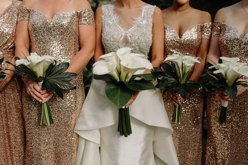 1920's inspired greenhouse wedding bridal party details