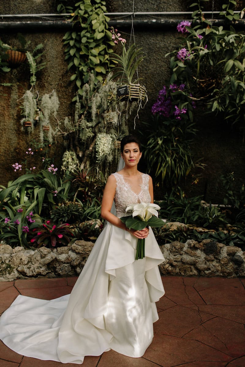 1920's inspired greenhouse wedding bride full length