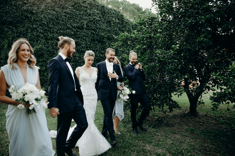 French Estate Formal Wedding bridal party garden