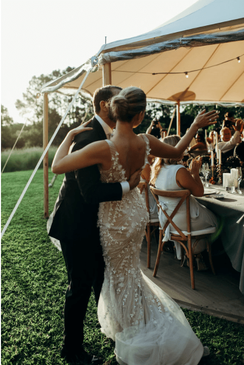 French Estate Formal Wedding bride and groom entrance