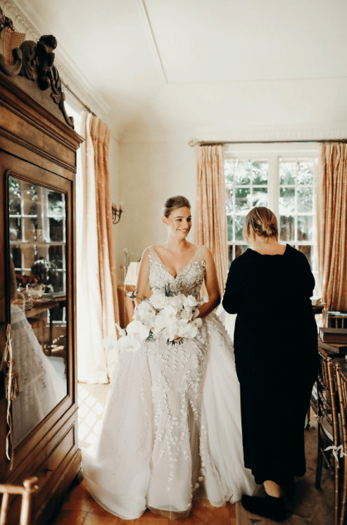 French Estate Formal Wedding bride getting ready