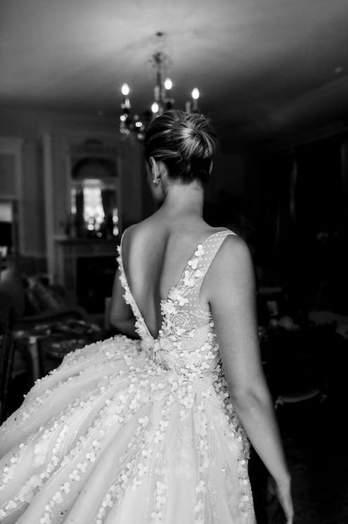 French Estate Formal Wedding open back bridal gown