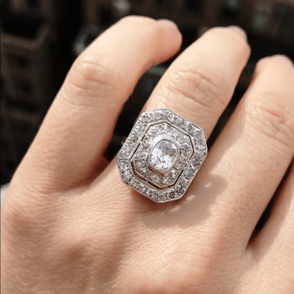 Vintage engagement ring Edwardian Halo