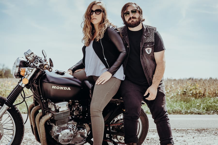 vintage-1970's-motorcycle-engagement-shoot-biker-couple