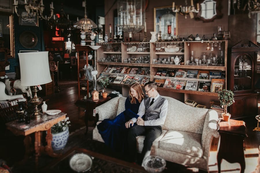 moody-antique-store-engagement-shoot-vintage-couch