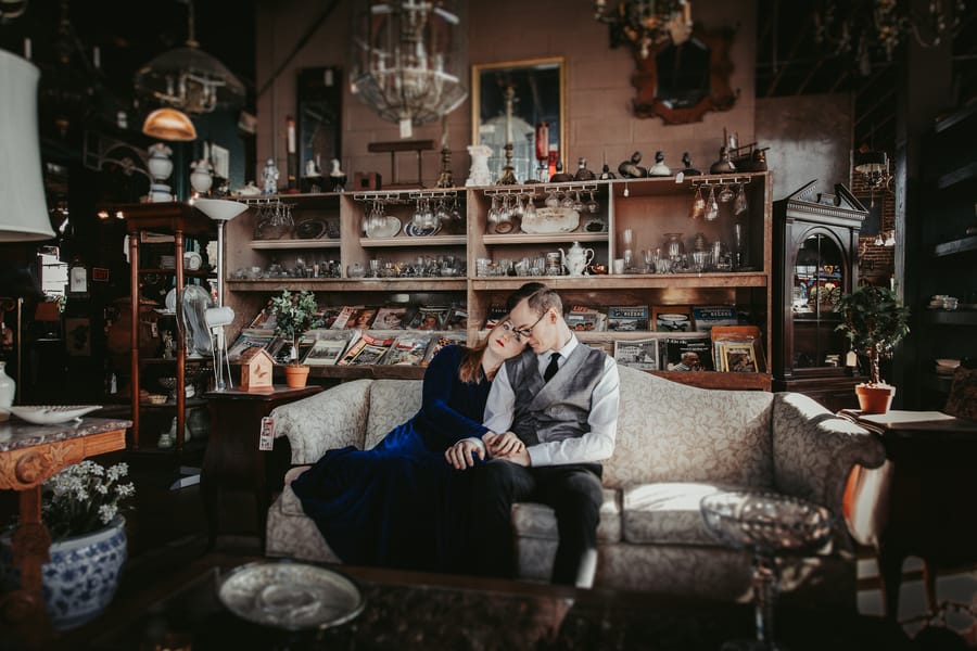 moody-antique-store-engagement-shoot-vintage-furniture