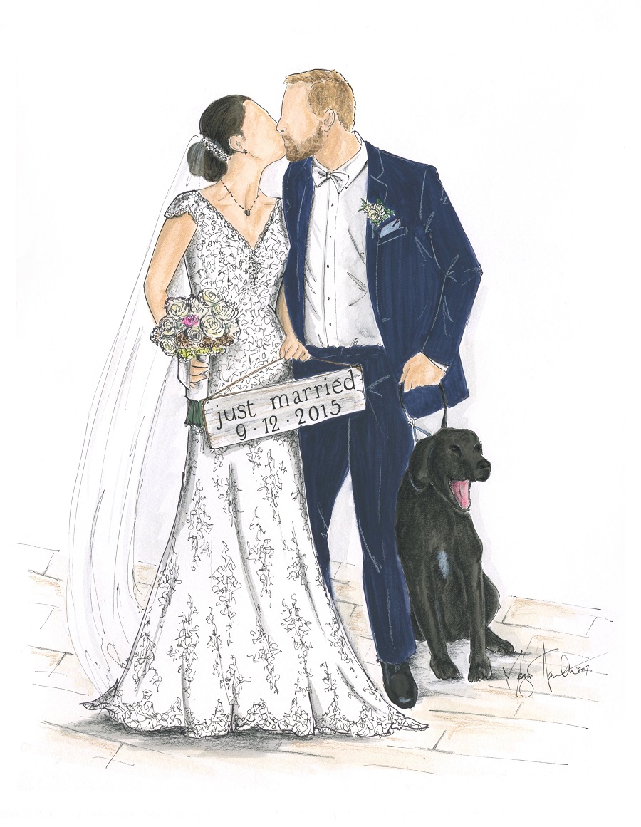 bridal-fashion-illustrations-bride-groom-dog