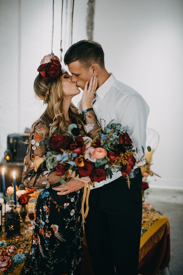 formal-folk-elopement-styled-shoot-first-kiss