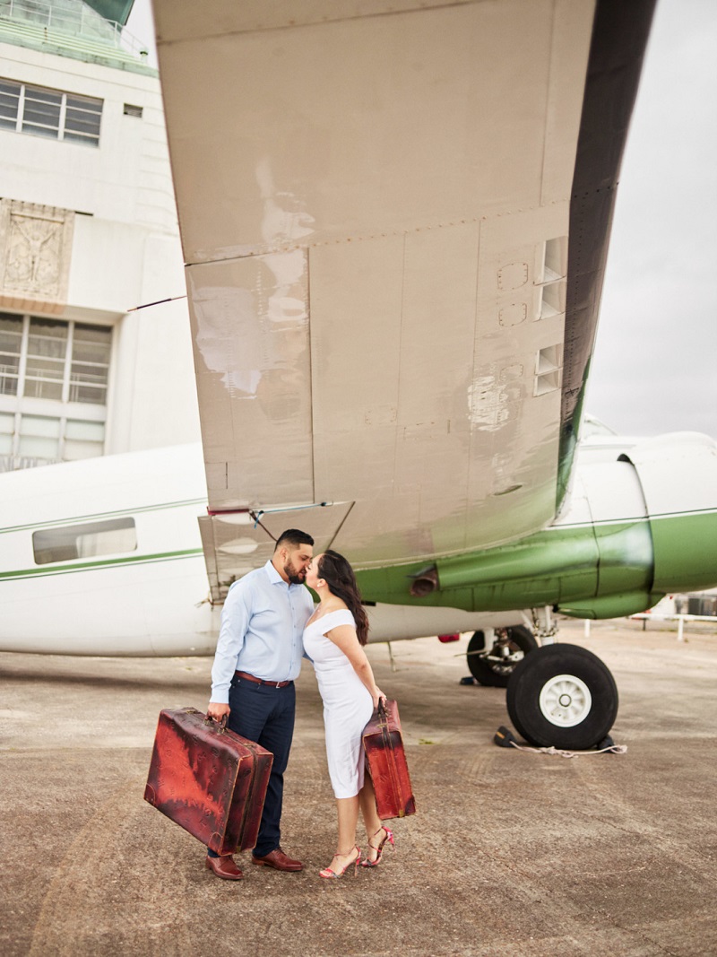 retro-airplane-hangar-engagement-shoot-romantic