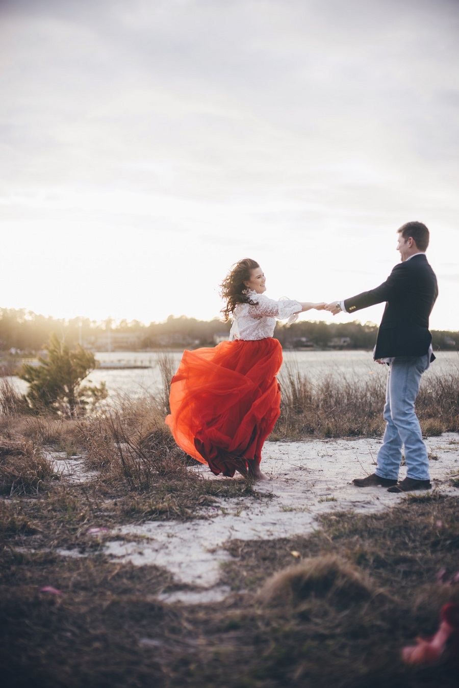 vintage windstorm engagement shoot