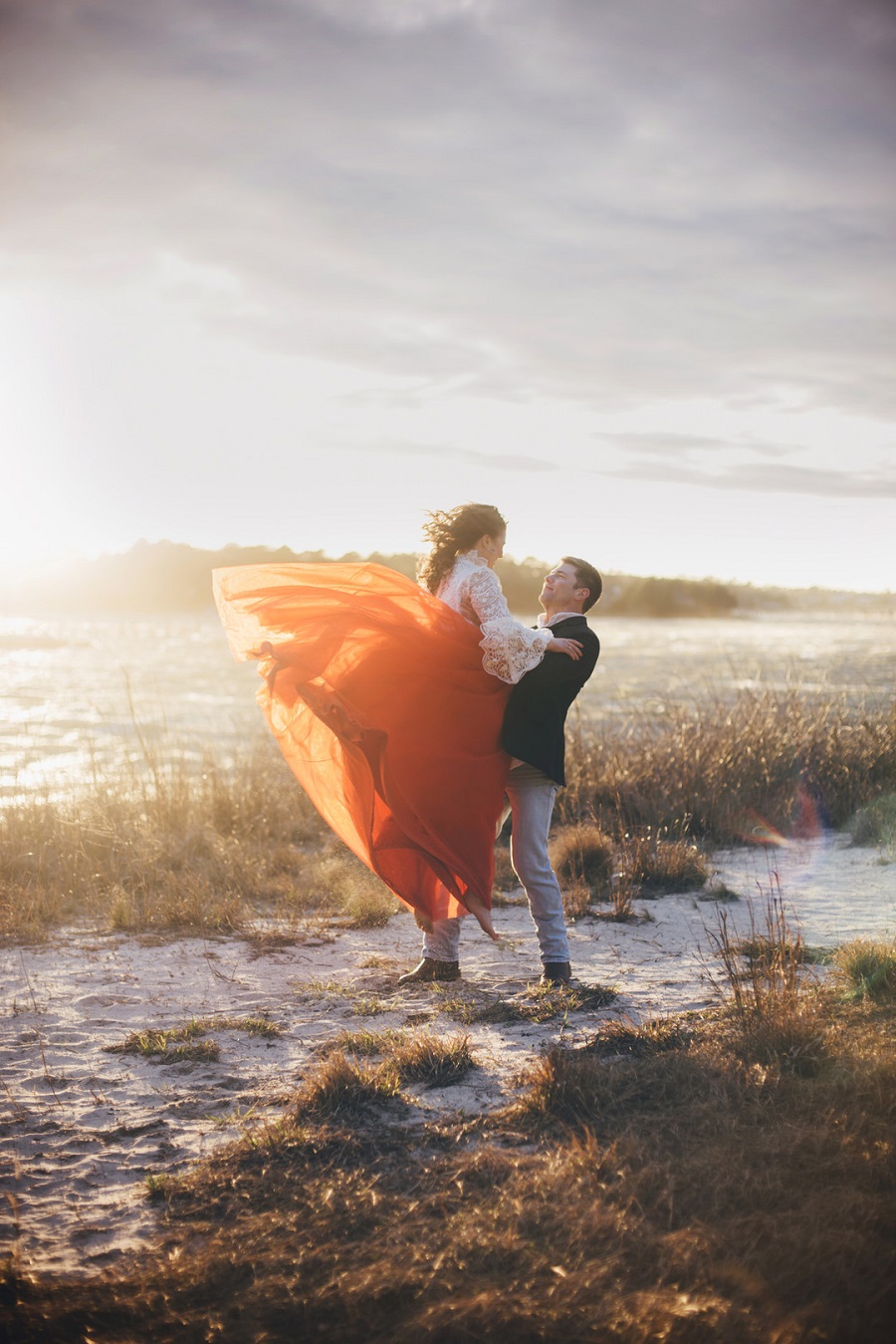 vintage windstorm engagement shoot