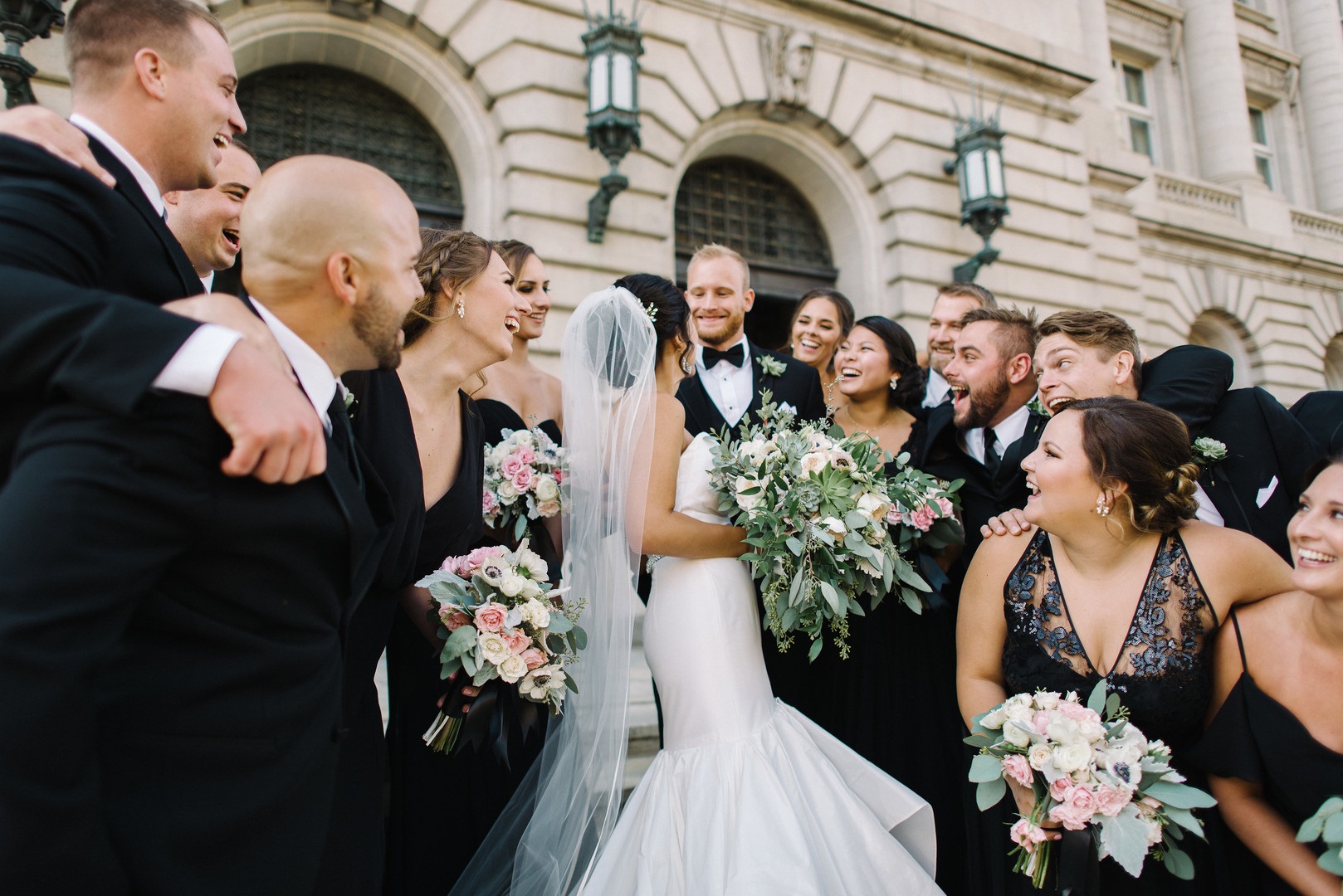 romantic-floral-filled-wedding-at-city-hall-bridal-party