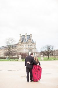 Wedding Anniversary Shoot in Paris in front of historical building