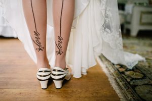 1940s Inspired Countryside Wedding tights with writing