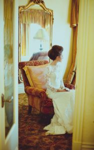 Victorian Era inspired wedding bride getting ready
