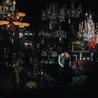 Moody Antique Store Engagement Shoot